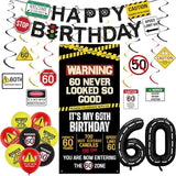 60th Birthday Decorations Men Women Caution Logo 60 Never Looked So