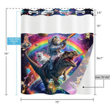 Fowocu No Hook Shower Curtain with Snap in Liner Funny Cat Dinosaur