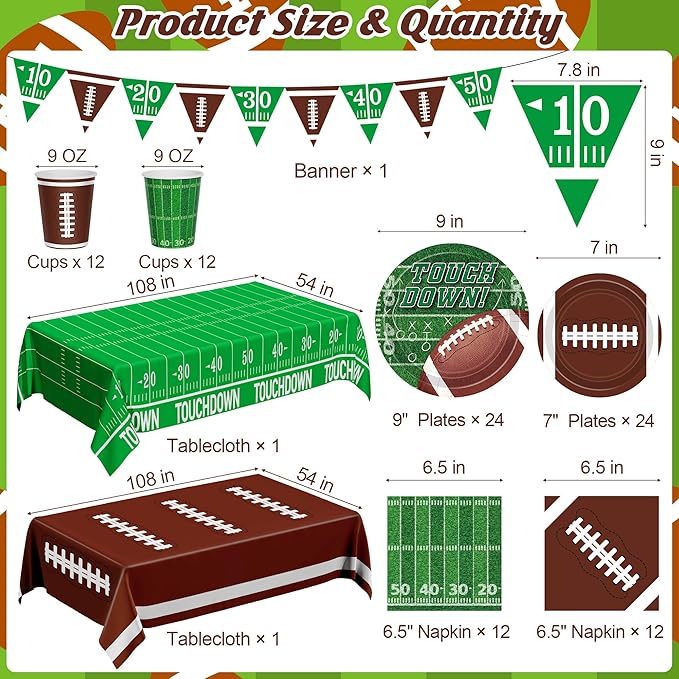 Football Party Decorations Serve 24 99 Pcs Football Party Supplies