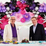 Hot Pink and Purple Balloon Arch Kit, Purple Black Balloon Garland