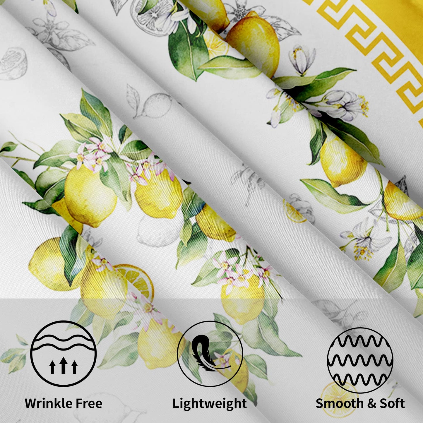 Giwawa Lemon Round Tablecloth 60 inch, Yellow Citrus Fruit Summer