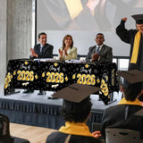 QZYL 4 Pack Graduation Decorations, 54" x 108" Black and Gold