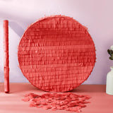 Jenaai 16 Inch Round Red Piñata Large circle Blank Piñata with Stick