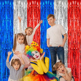 PIGETALE, 2 Pack 3.2 x 8.2 ft Red White and Blue Foil Fringe Backdrop