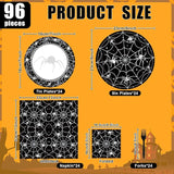 96 Pieces Halloween Tableware Set Spider Web Themed Disposable Party