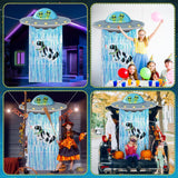 Alien Door Curtains with Tinsel Foil Fringe Curtain Cow Balloon Alien