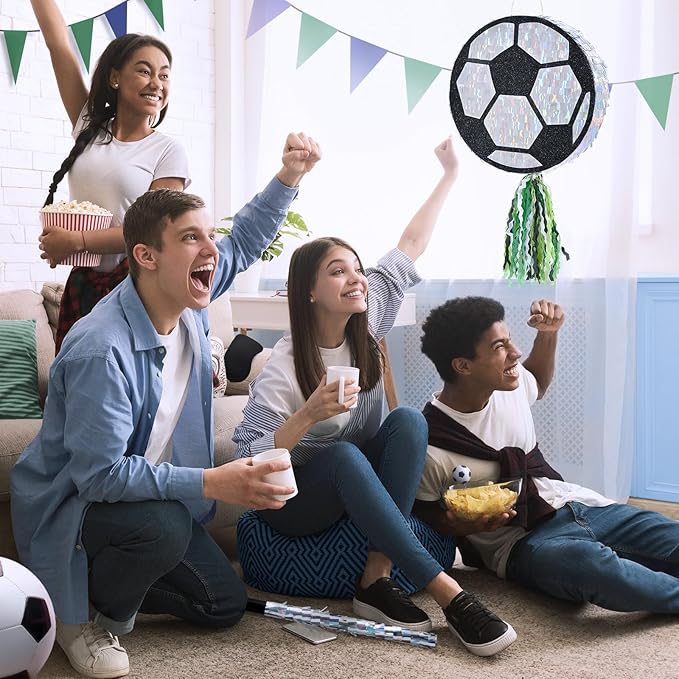 Soccer Ball Piñata Soccer Party decoration Piñata with Blindfold Bat