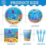 120 Pcs Under the Sea Party Decorations Ocean Birthday Party Plates