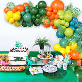 Jungle Themed Balloon Garland Arch Kit Sage Green Orange Yellow