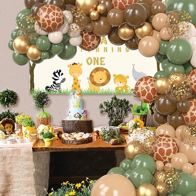 170Pcs Jungle Safari Balloons Garland Kit Safari Baby Shower