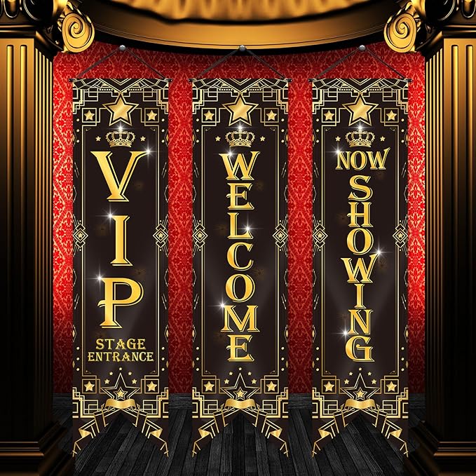 Movie Night Porch Sign Banner Movie Theme Party Decorations Theater