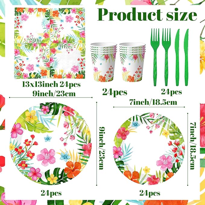 Luau Party Supplies 144pcs Tropical Party Decorations includes