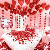 Valentine's Day Decorations Set 1000 Rose Petals & 31 Red Heart