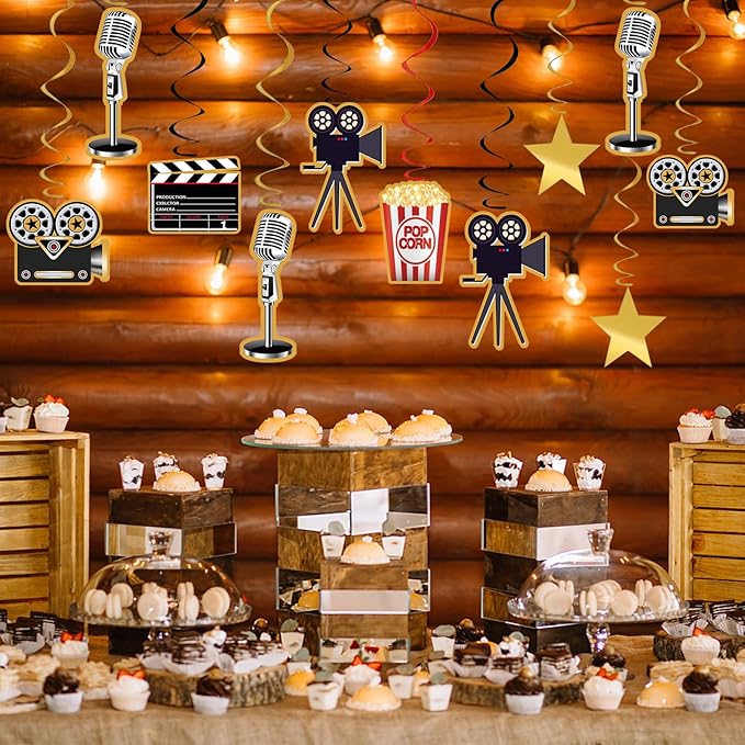 30Pcs Movie Night Party Supplies Hanging Decorations Movie Theme