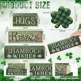 4 Pcs St Patrick's Day Table Wooden Signs Hug Shamrocks Table