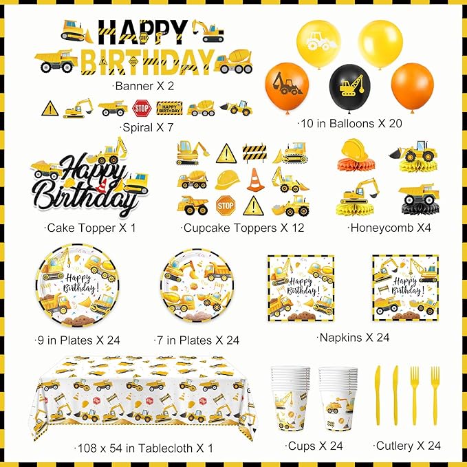 Construction Birthday Party Supplies Plates Napkins Cups