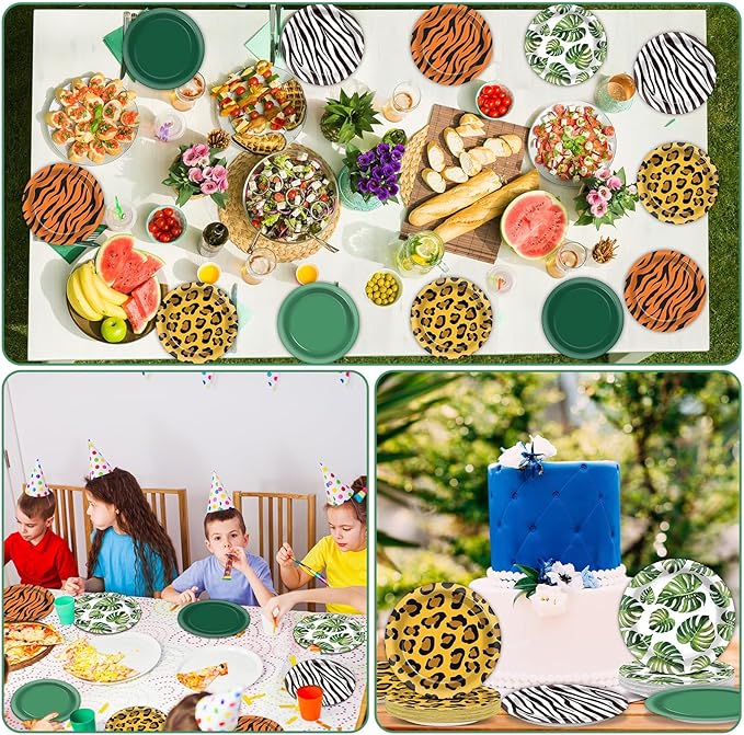 60Pcs Jungle Safari Party Paper Plates for Wild Animal Party