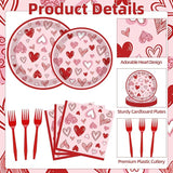 100 Pcs Valentine's Day Heart Tableware Party Supplies Set Serves 25