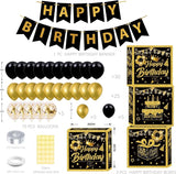 Black and Gold Birthday Party Decorations for Men Women Includes