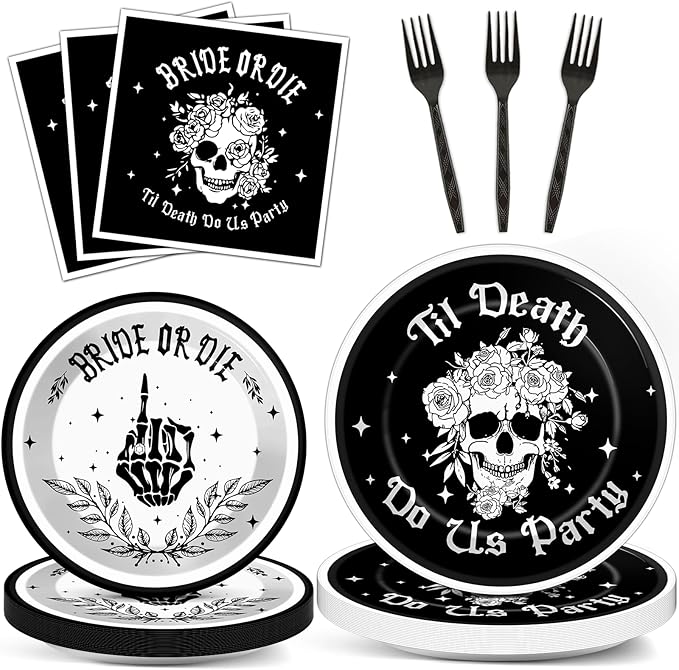 96pcs Bride or Die Bachelorette Party Plates and Napkins Till Death