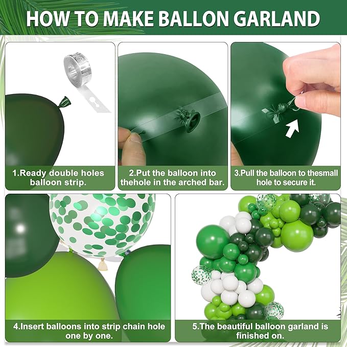 Amandir 153pcs Green Balloons Arch Garland Kit, Different Sizes 18 12