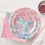 96Pcs Mermaid Plates and Napkins Party Supplies Mermaid Fishtail
