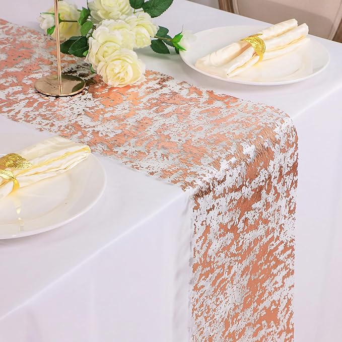 Snowkingdom 2 Pieces Rose Gold Table Runner 11"x108" Glitter Sequin