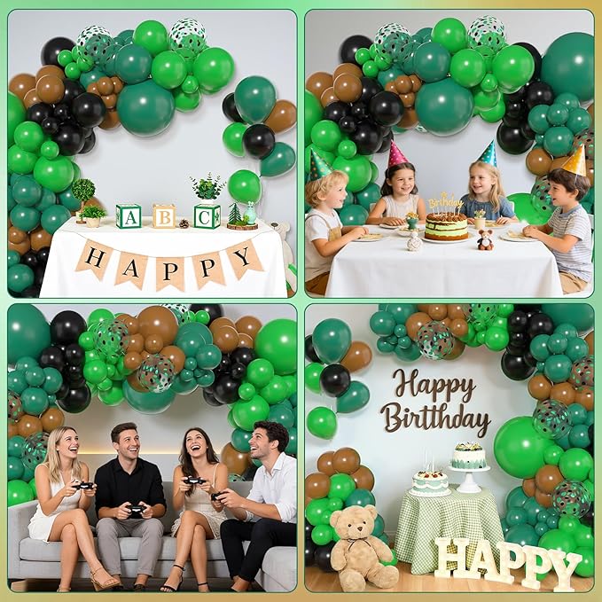 Amandir 153pcs Green and Brown Balloon Garland Arch Kit, Different
