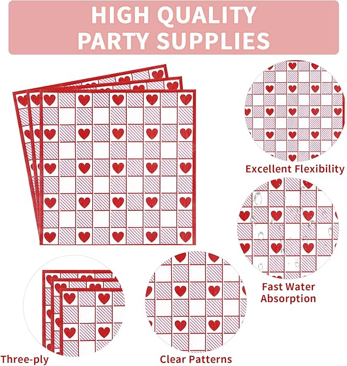 200Pcs Valentine's Day Decorations Happy Valentine Plates