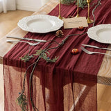 Keketoarrange 6pcs Burgundy Table Runner Red Table Runner Cheesecloth