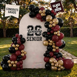 Burgundy Balloon Arch Kit,Black Gold Maroon Balloon Garland with Star