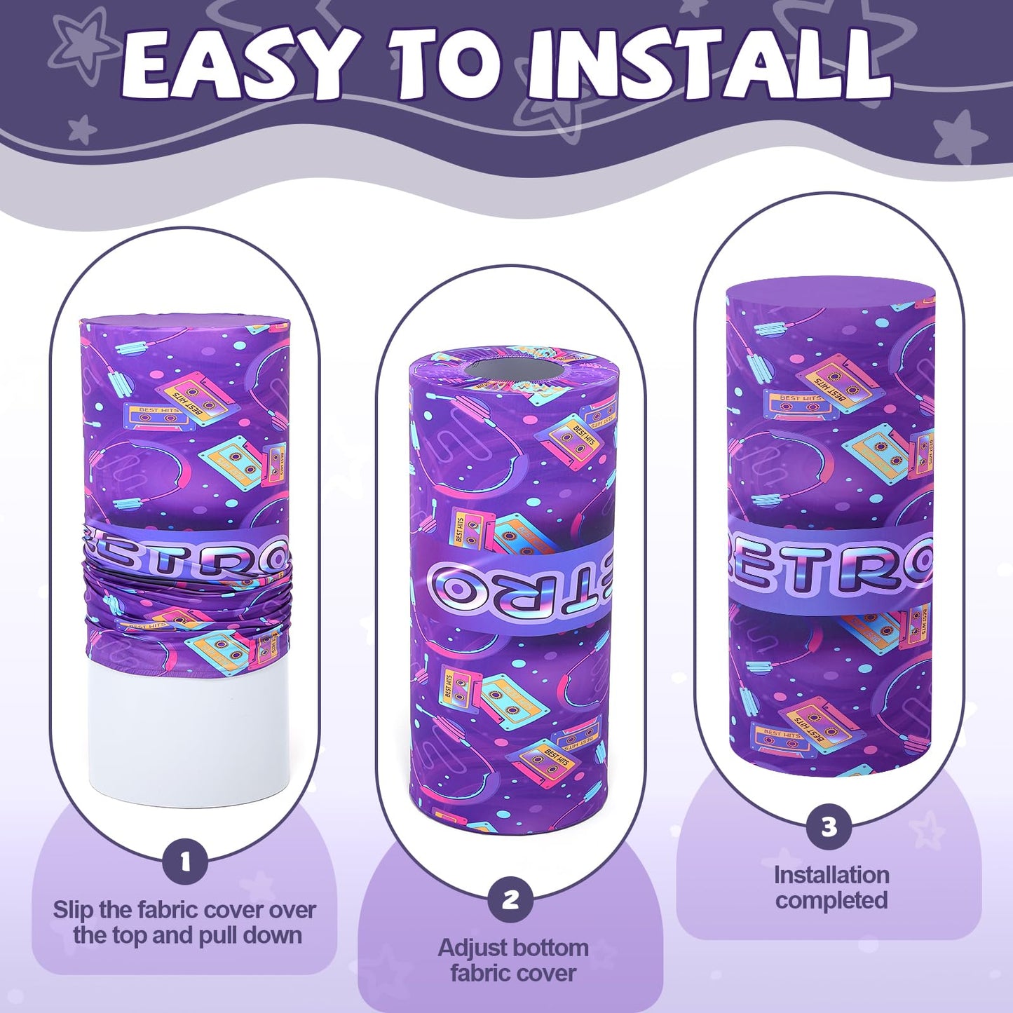 Mindsoft Set of 3 Kpop Theme Spandex Cylinder Stand Covers for Party,