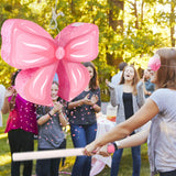 Hooqict Pink Bow Pinata with Blindfold and Bat Stick Pink Girls Pinata