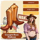 Wettarn 6 Pcs Cowboy Boot Balloons Bulk 25.6 Inch Large Cowgirl Rodeo
