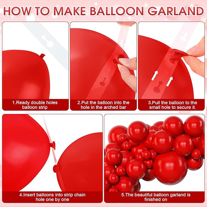 Amandir 153 Pcs Red Balloons Arch Garland Kit, Different Sizes 18 12