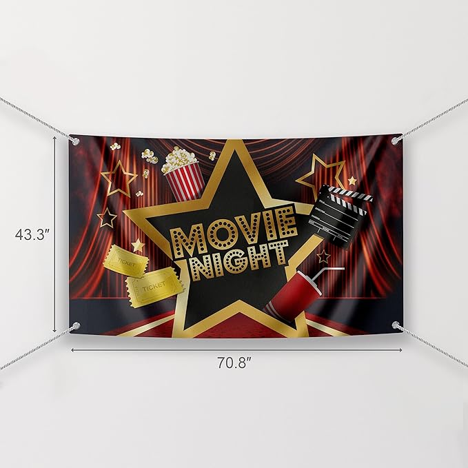 Movie Night Party Decoration Kit Includes Photography Backdrop & 10