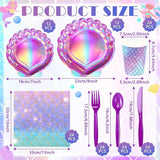 144 Pcs Iridescent Pink Mermaid Party Birthday Supplies Paper