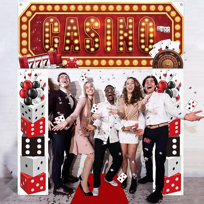 4 Pcs Casino Night Entryway Party Banner Decorations Casino Night