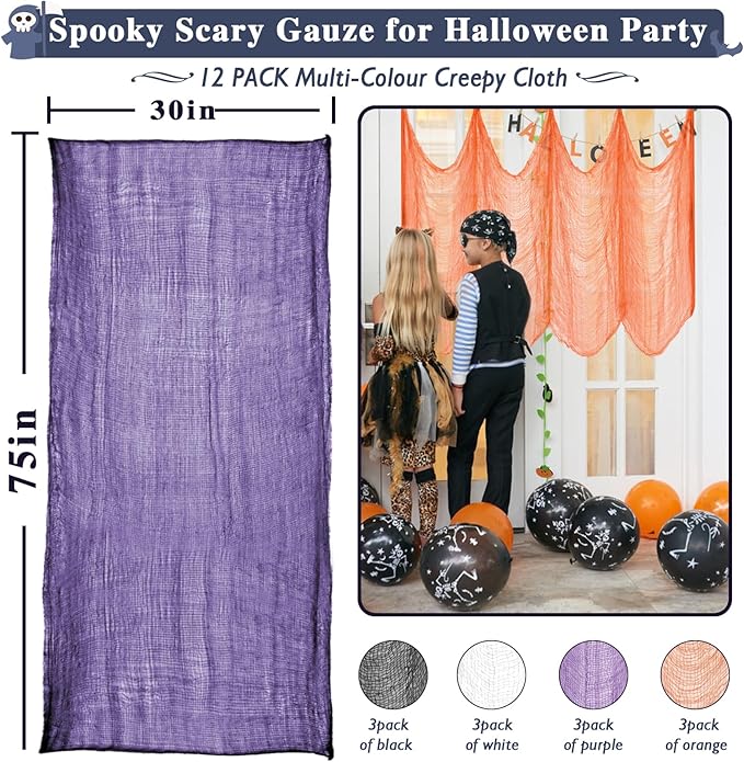 12 Pack Halloween Creepy Cloth 30 x 75 Inch Creepy and Spooky