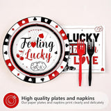 96 Pcs Casino Party Decorations Lucky In Love Plates and Napkins