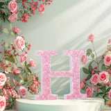 Qunclay Pink Crystal Diamond Letter Wall Decor, Glitter Wooden Bling