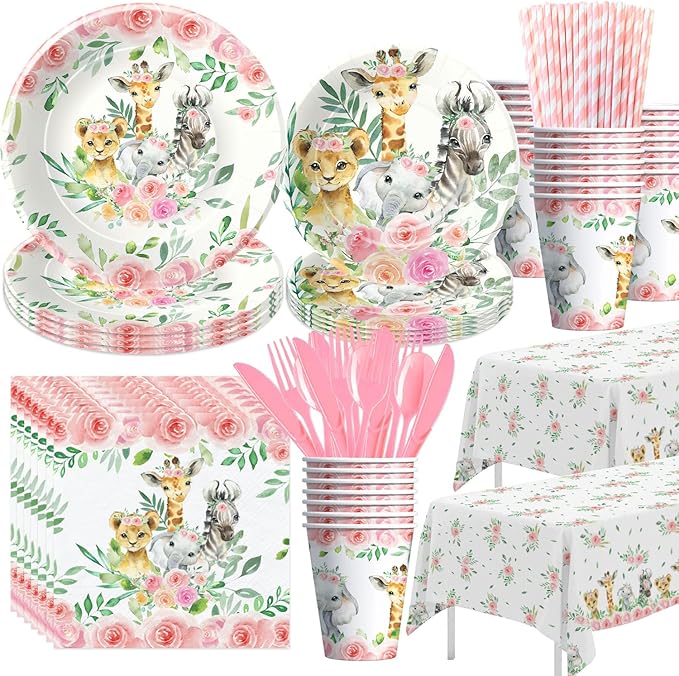 Safari Birthday Decorations Tableware Girl Jungle Theme Party