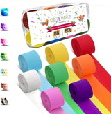 8 Crepe Paper Streamers Rolls, 656ft Pack of Unique 8 Rainbow