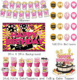 43Pcs Pink Movie Night Party Decoration Including Cupcake Toppers