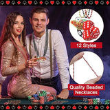36 Pcs Casino Night Party Supplies 12 Beaded Necklaces 12 Hat