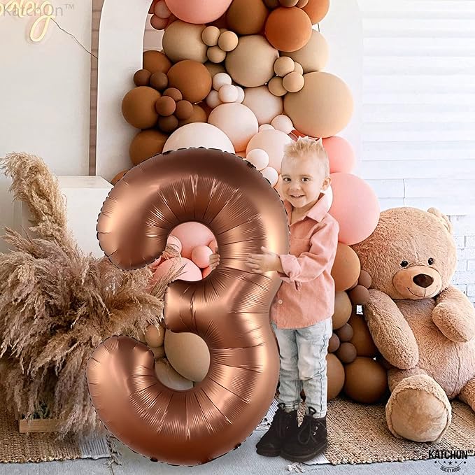 KatchOn, Coffee Brown Number 3 Balloon - 40 Inch | Big Brown 3