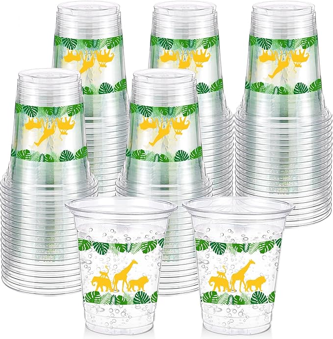 60 Pack Jungle Safari Animals Cup 12 oz Wild Animals Disposable