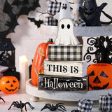 4 Pcs Ghost Halloween Decor Black and White Halloween Tiered Tray