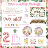 231 PCs Two Wild Birthday Decorations Girl Hombae Jungle Safari