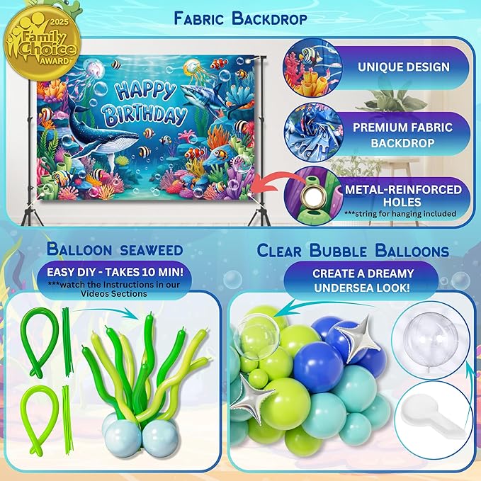 179 Pc Premium Under the Sea Party Decorations Ocean Themed Baby